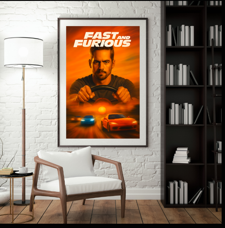 Paul Walker Fast and Furious Vertical Framed Poster