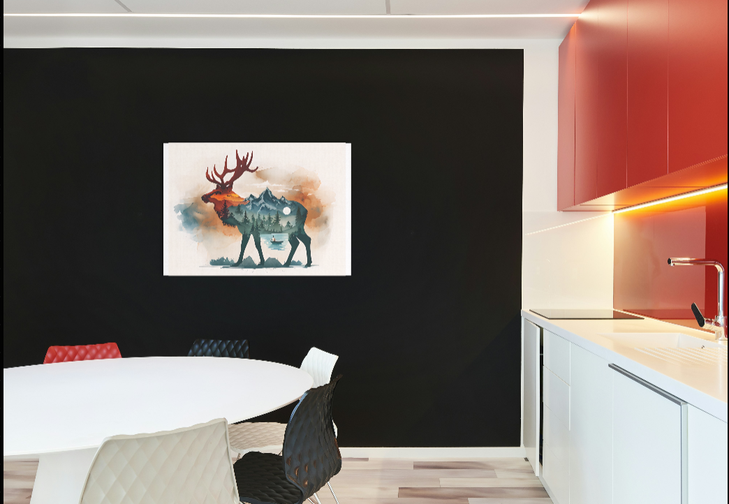Serene Elk Profile Illustration Nature-Inspired