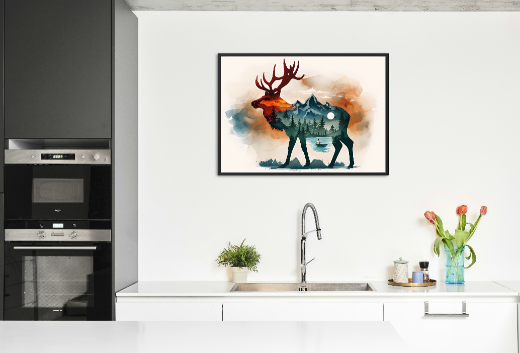 Serene Elk Profile Illustration Nature-Inspired
