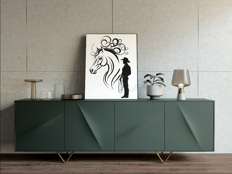 Minimalist Rustic Western Horse Art Print