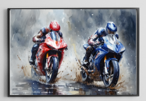 Impressionistic Watercolor Racing Motorbikes Poster