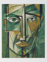 Dynamic Geometric Cubist Self Portrait Abstract Art Canvas Print