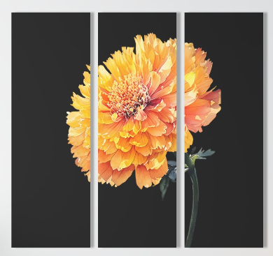 Floral Acrylic Triptych Wall Art