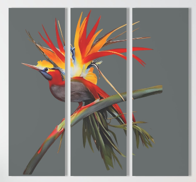 Vibrant Bird Acrylic Triptych Prints - Colorful Wall Art Decor