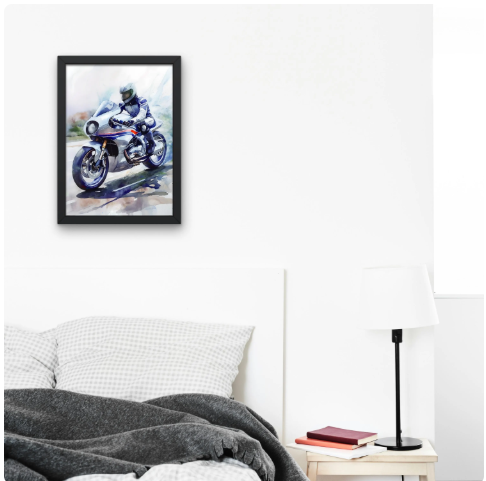 Silver Mean Machine Motorbike Framed Poster Print