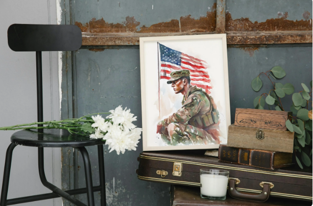 American Soldier Proudly Display the US Flag