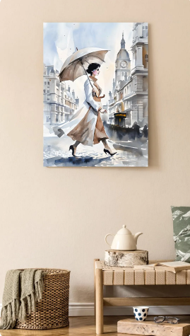 Elegant Woman Walking in London City