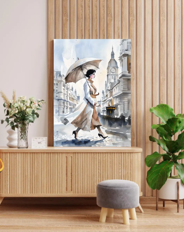 Elegant Woman Walking in London City