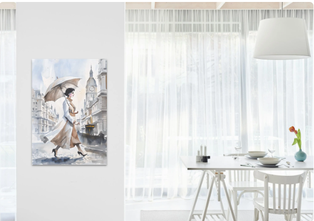 Elegant Woman Walking in London City