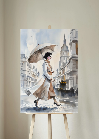 Elegant Woman Walking in London City