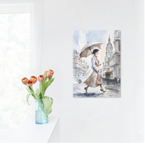 Elegant Woman Walking in London City