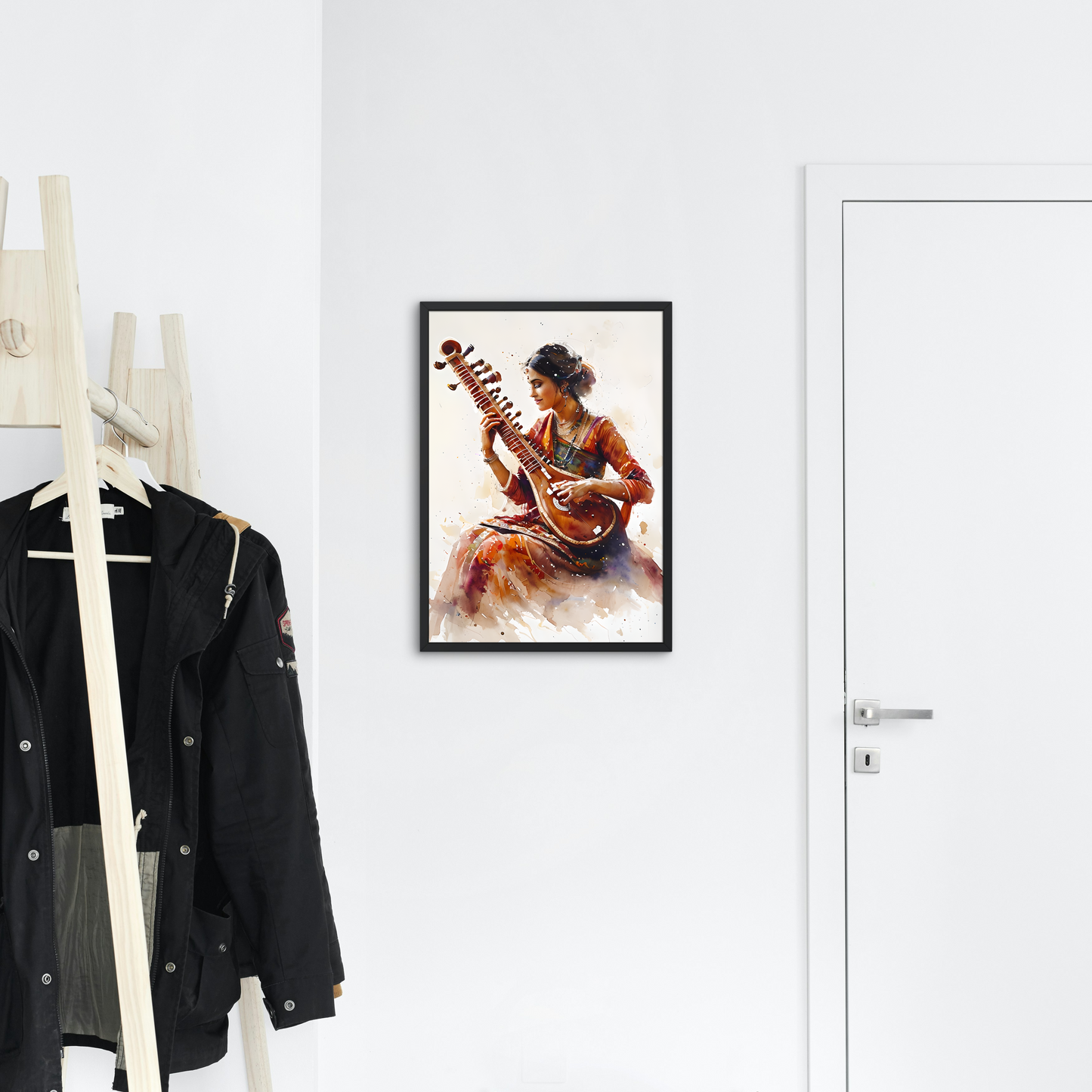 Indian Woman Playing Sitar Print