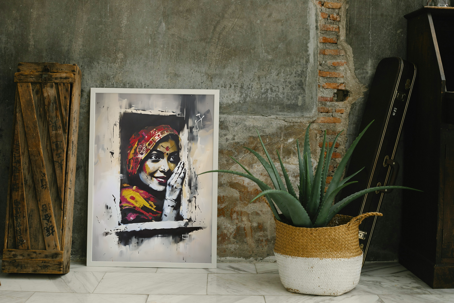 Framed Portrait of Rajasthan Woman – Urban Art Print