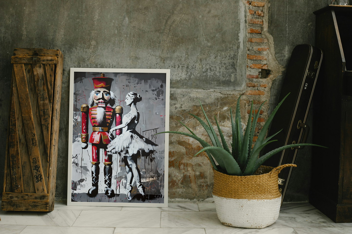 Urban Art Nutcracker & Ballerina Framed Poster Print