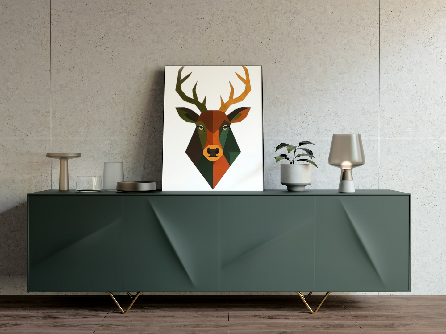 Geometric Elk Face Print with Vibrant Colours