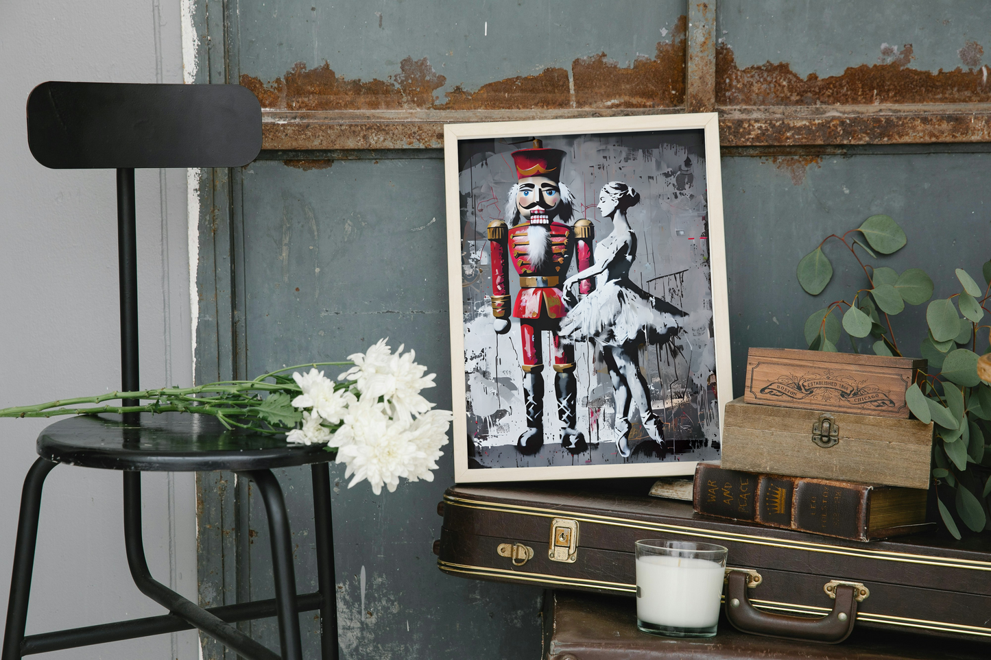 Urban Art Nutcracker & Ballerina Framed Poster Print