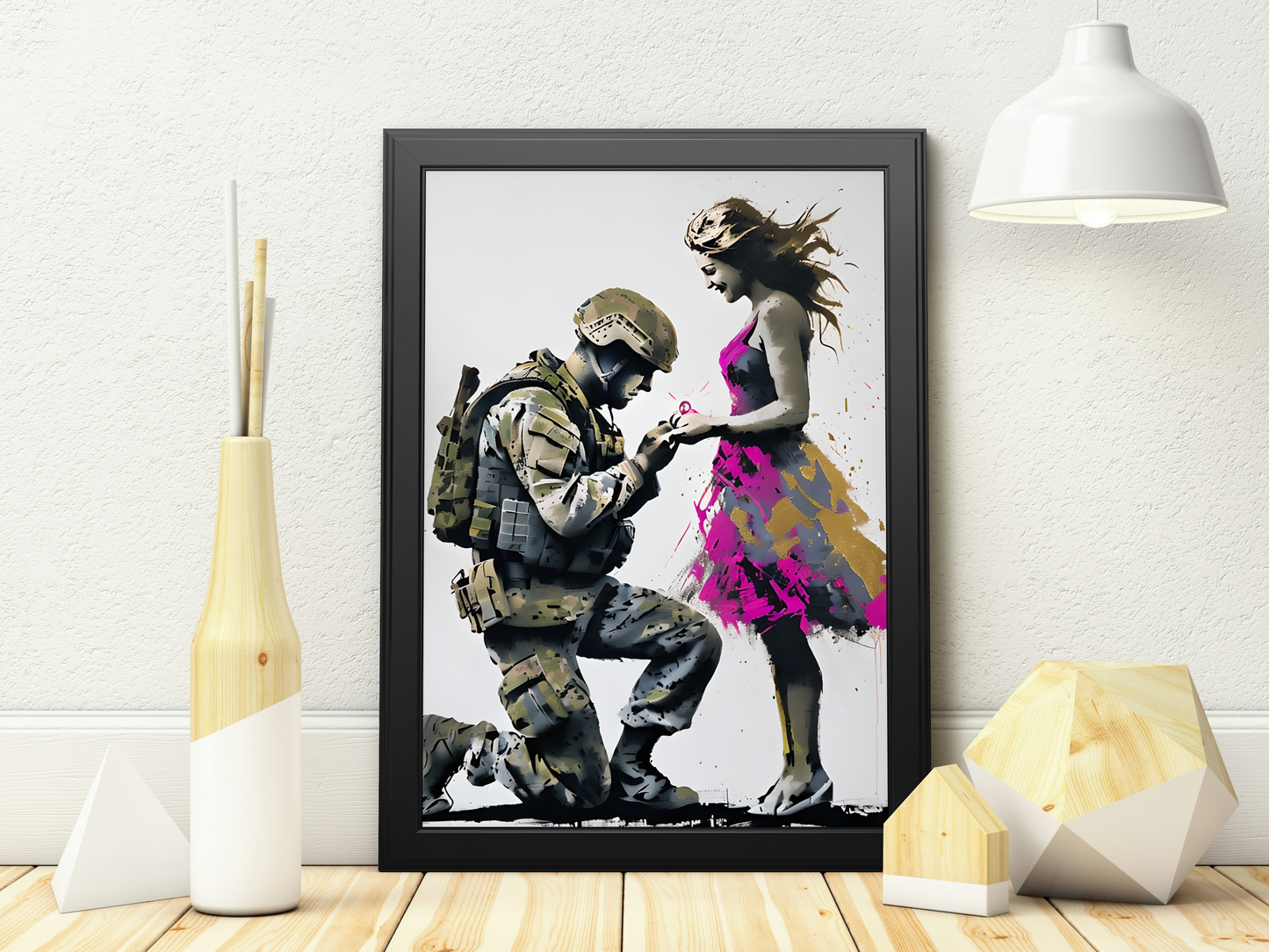 Military Love:Soldier's Heartfelt  Proposal Framed Print