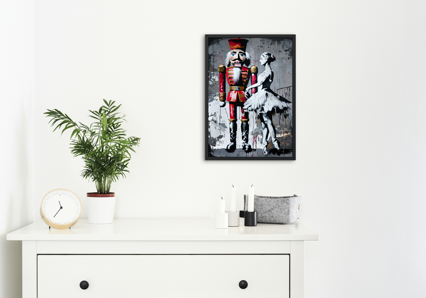 Urban Art Nutcracker & Ballerina Framed Poster Print